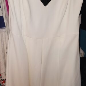 Spaghetti Strap Crepe Plus Fit and Flare Dress.